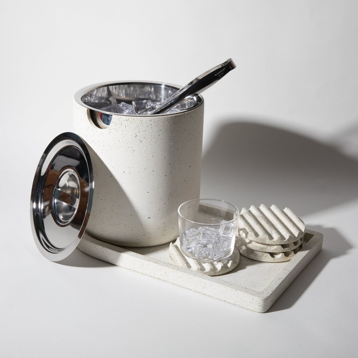 Pretti.Cool Ice Bucket Tray | White Terrazzo - lily & onyx