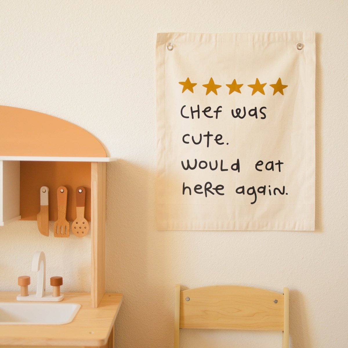 Imani Collective 5 Star Review Canvas Banner - Handmade Wall Flag 20x16in Natural