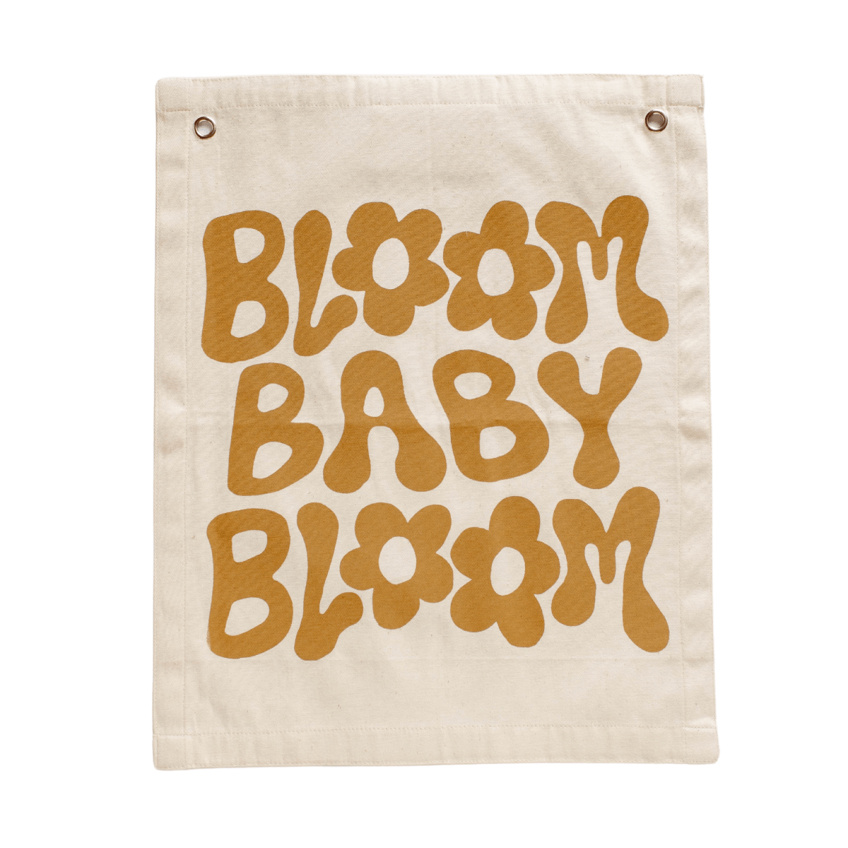 Imani Collective Bloom Baby Bloom Canvas Banner - Handmade Gold Print 20x16