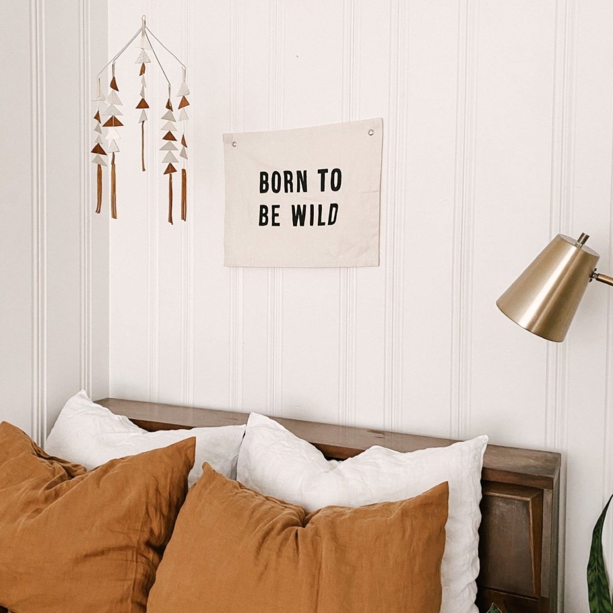 Imani Collective Born To Be Wild Canvas Banner - Handmade 20x16 Natural Canvas Wall Flag