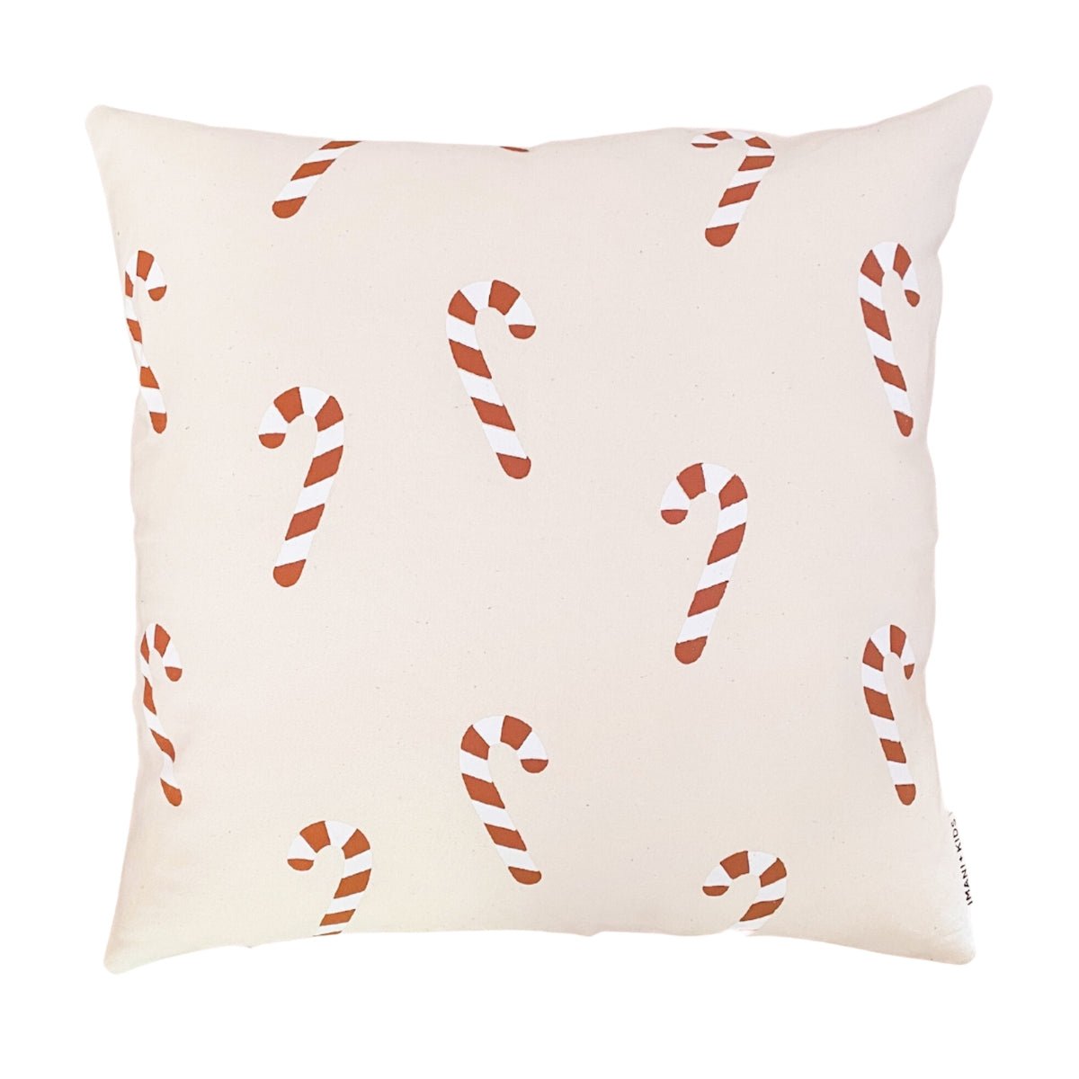 Imani Collective Canvas Candy Cane Pillow Cover 18x18 - Fair Trade Christmas Decor
