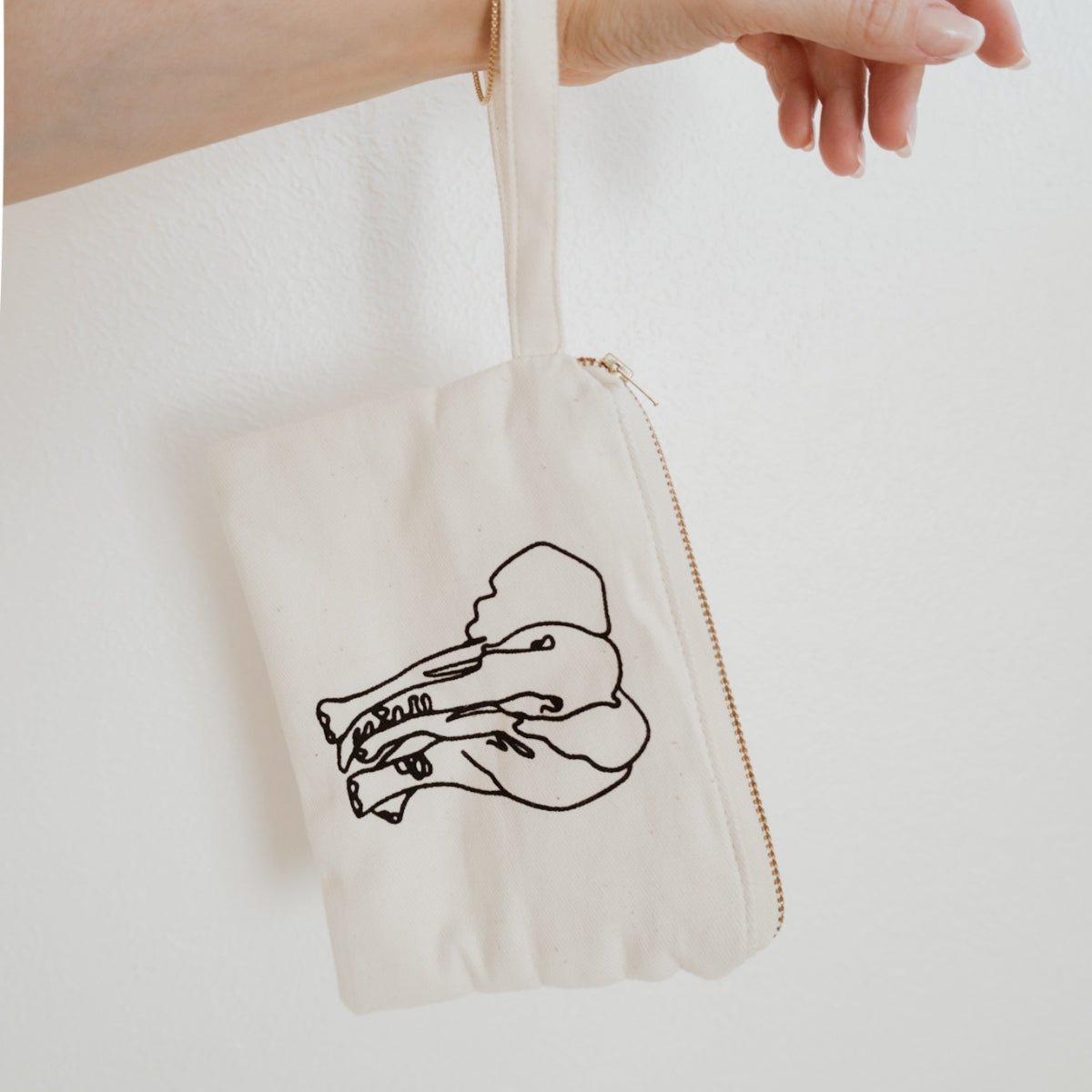 Imani Collective Canvas Elephant Wristlet - Handmade Fair Trade Pouch 5x7in