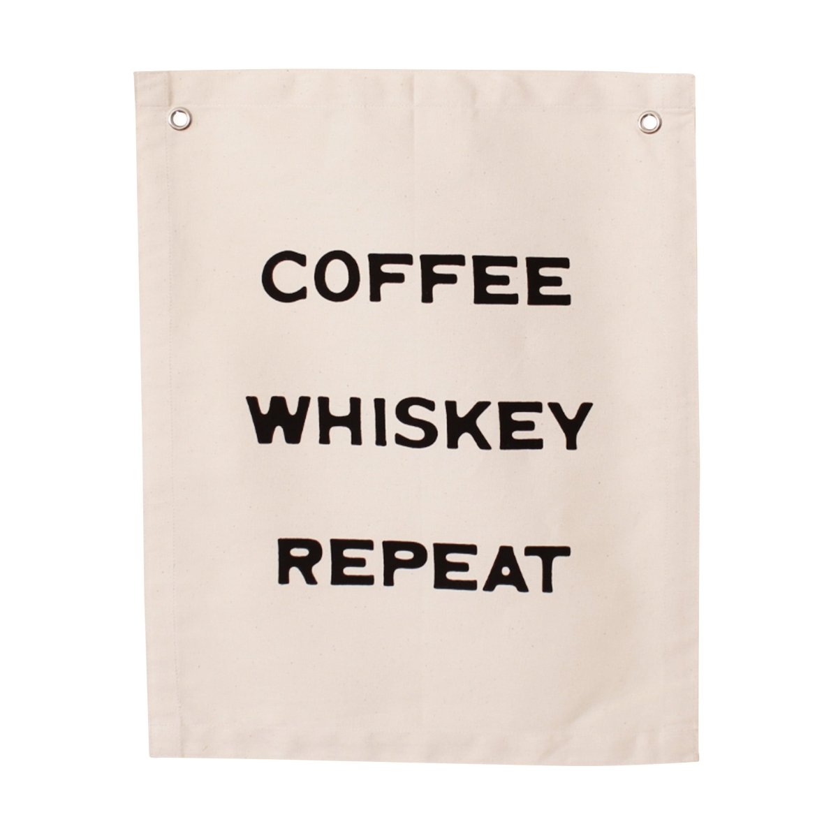 Imani Collective Coffee Whiskey Repeat Canvas Banner - Handmade 10x12 Natural Canvas
