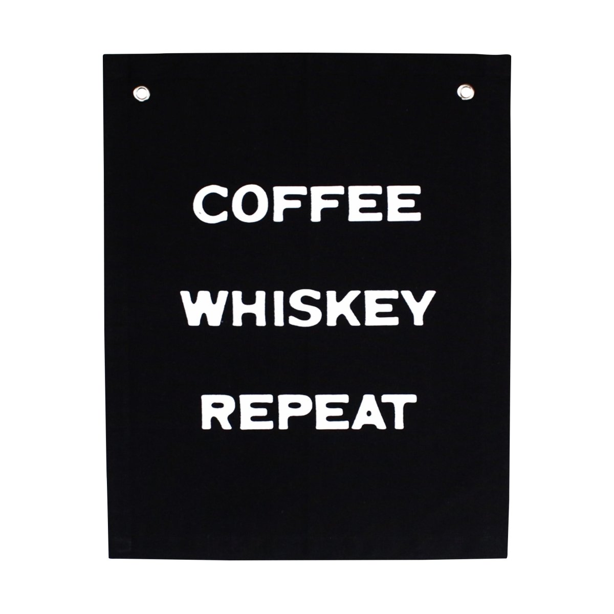 Imani Collective Coffee Whiskey Repeat Canvas Banner - Handmade 10x12 Natural Canvas