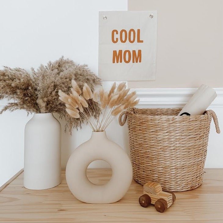 Imani Collective Cool Mom Canvas Banner - Handmade Wall Flag 10x12 Rust Print