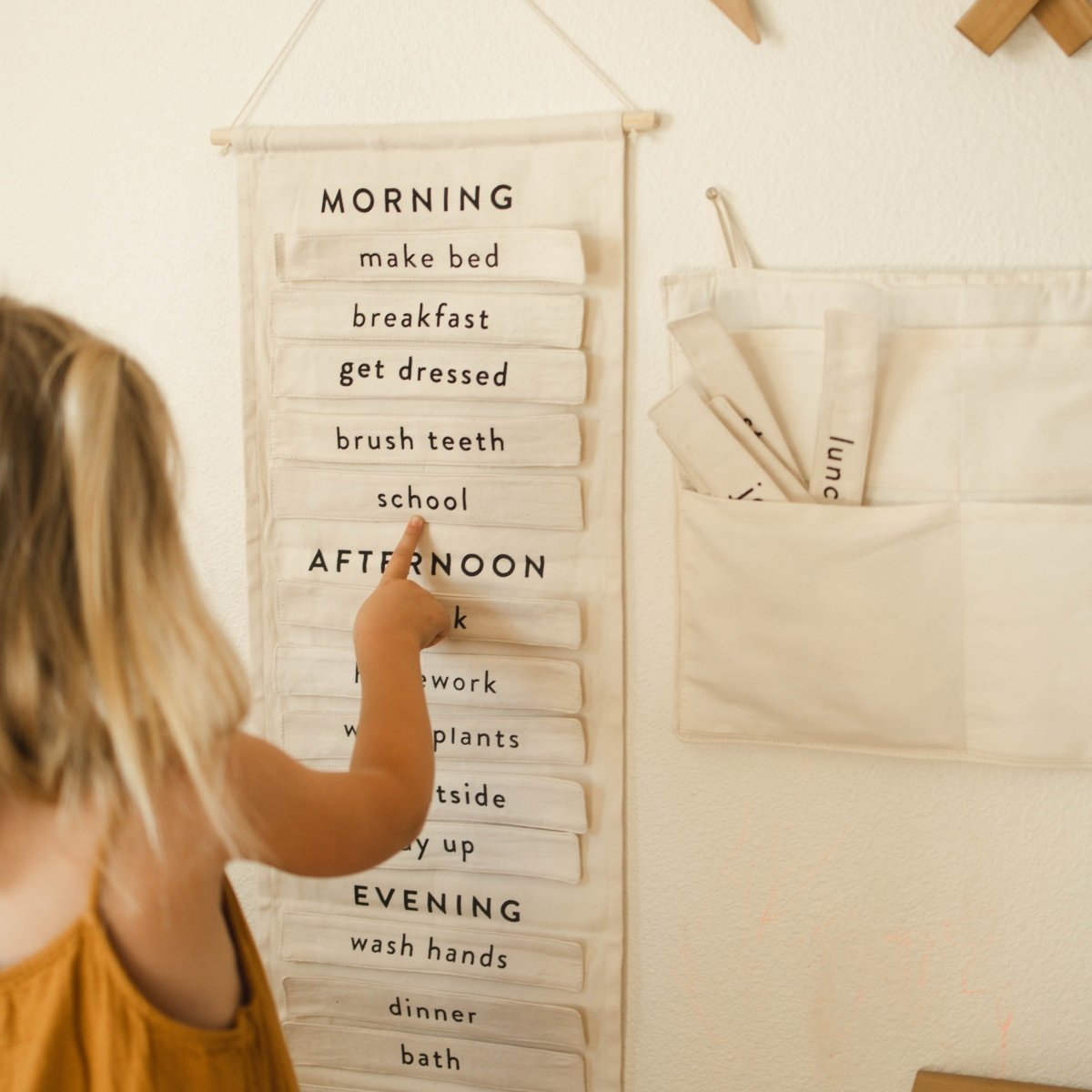 Imani Collective Daily Routine Chart for Kids - Natural Canvas 12x6in