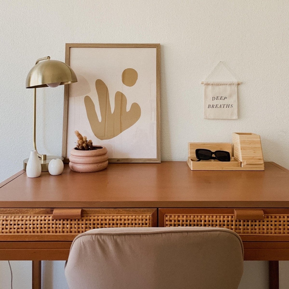 Imani Collective Deep Breaths Canvas Wall Hanging - Handmade Kenyan Natural Banner