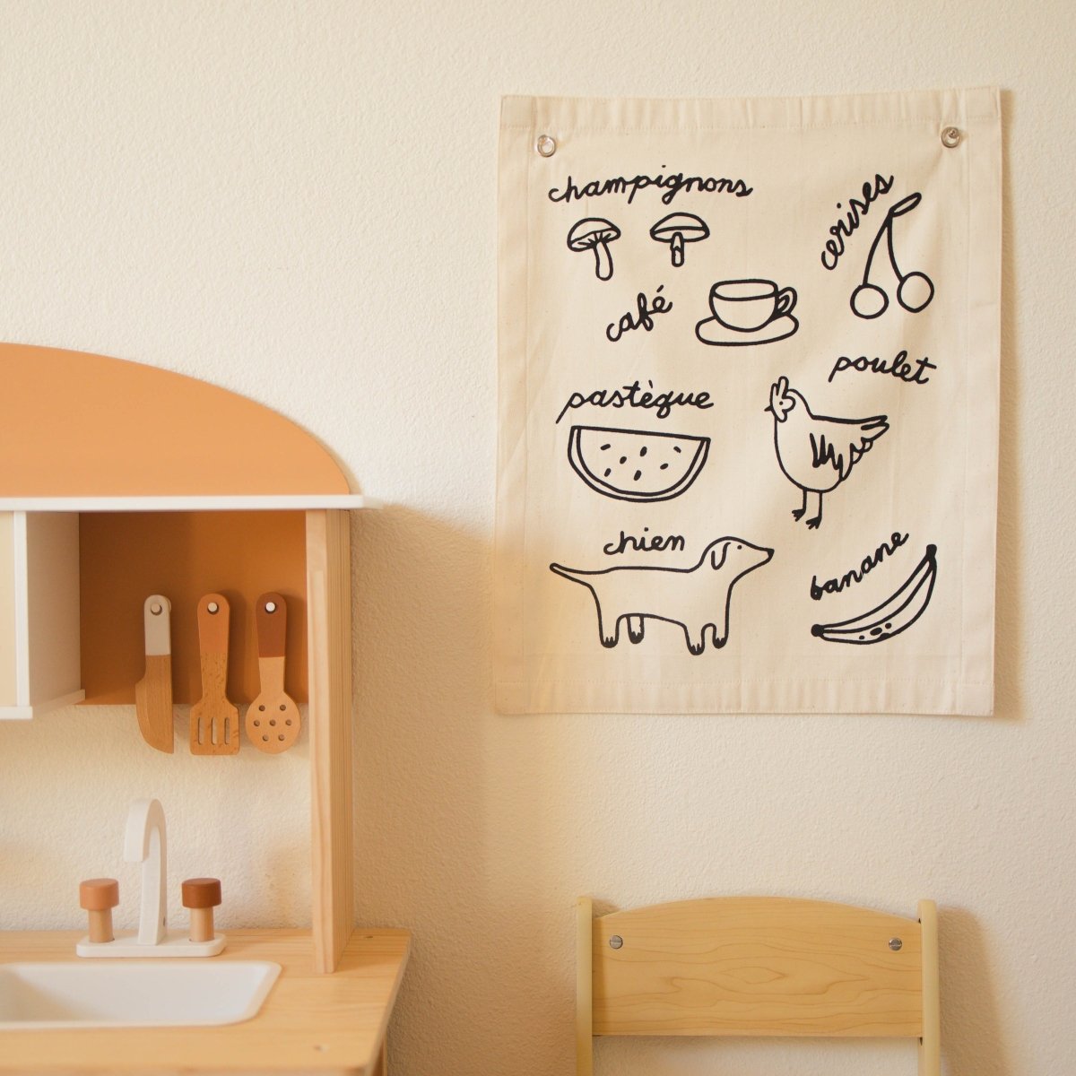 Imani Collective French Things Canvas Banner | Hand - Printed Wall Flag 20x16