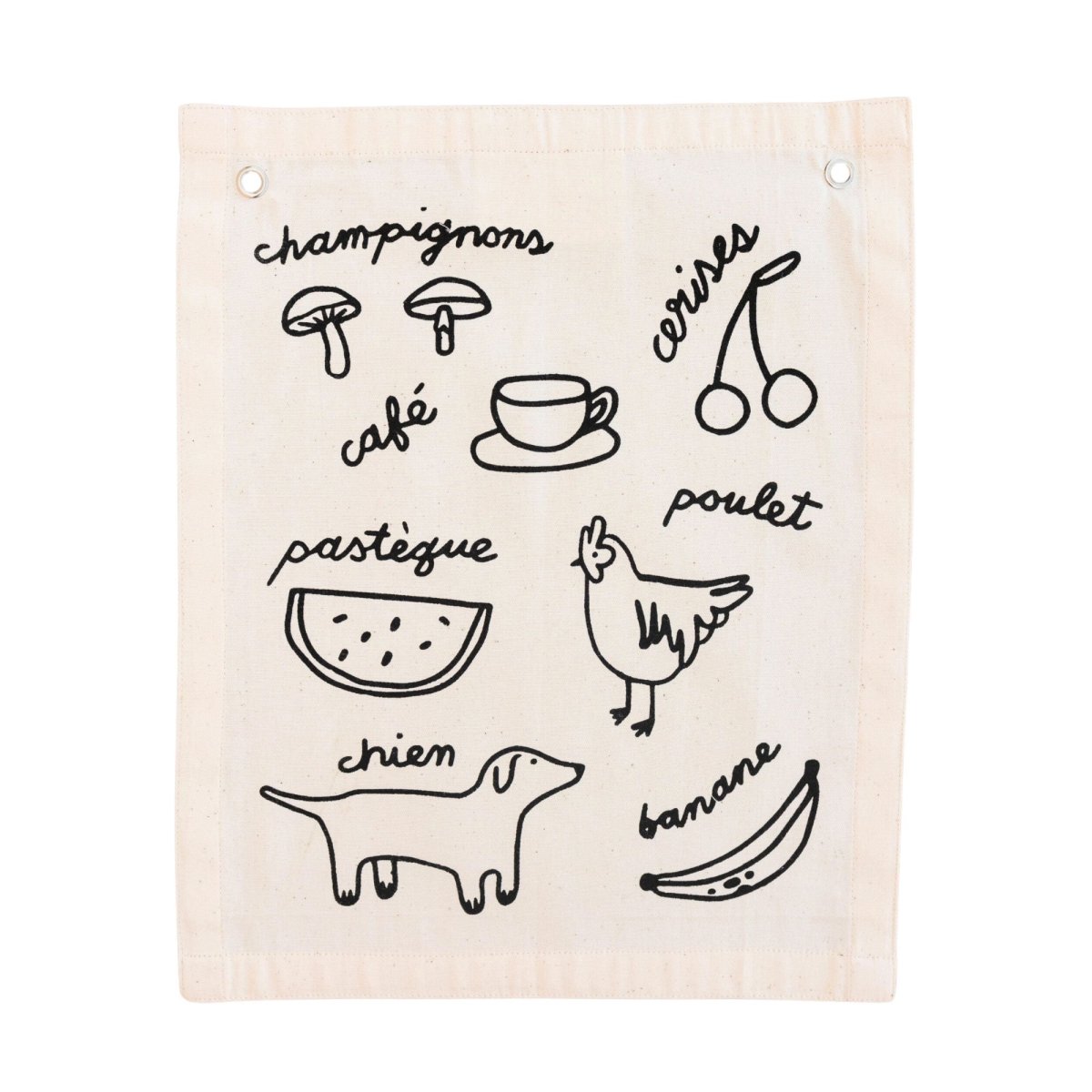 Imani Collective French Things Canvas Banner | Hand - Printed Wall Flag 20x16
