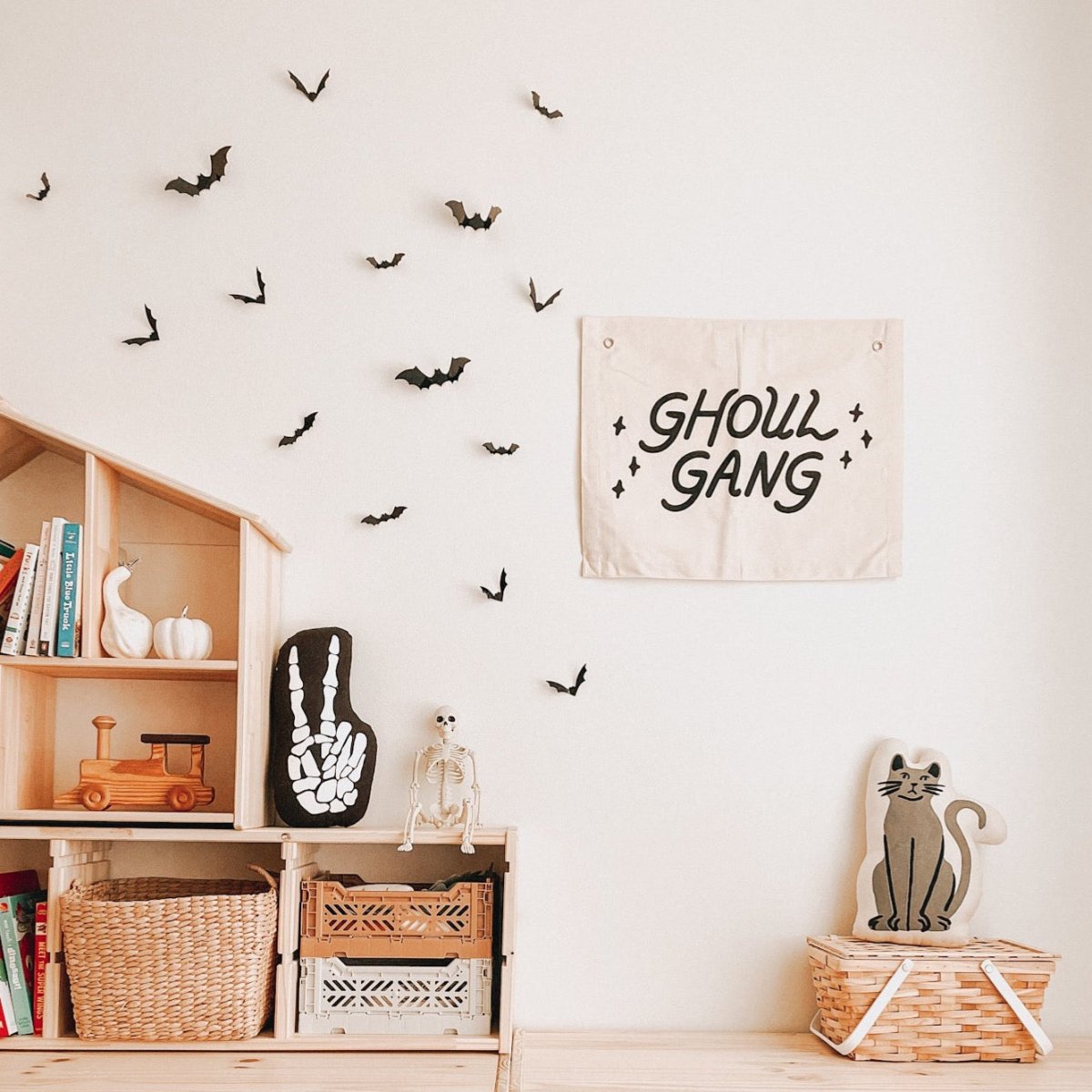 Imani Collective Ghoul Gang Canvas Banner 16x20 | Handcrafted Halloween Wall Flag