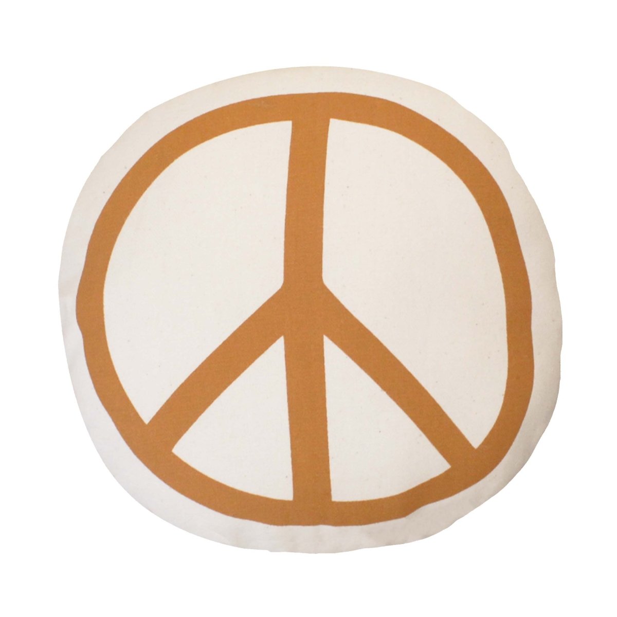 Imani Collective Handcrafted Peace Sign Pillow - Rust Screen Print - 10x10 Canvas