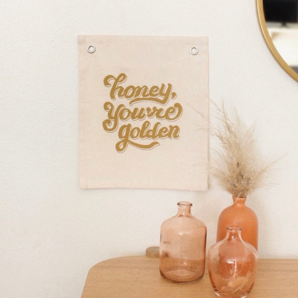 Imani Collective Handmade Canvas Banner 10x12 - Honey You're Golden Nursery Wall Art