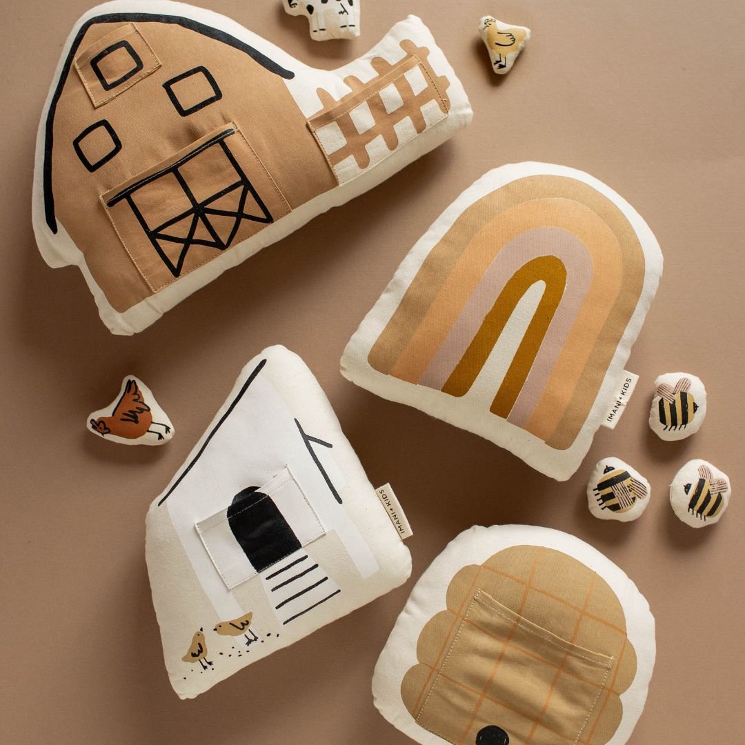 Imani Collective Handmade Canvas Chicken Coop Pillow 10x10 Interactive Plush