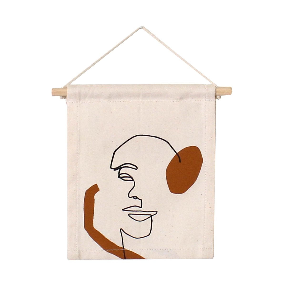 Imani Collective Handmade Canvas Face Silhouette Wall Hanging - Natural 9x6.5in
