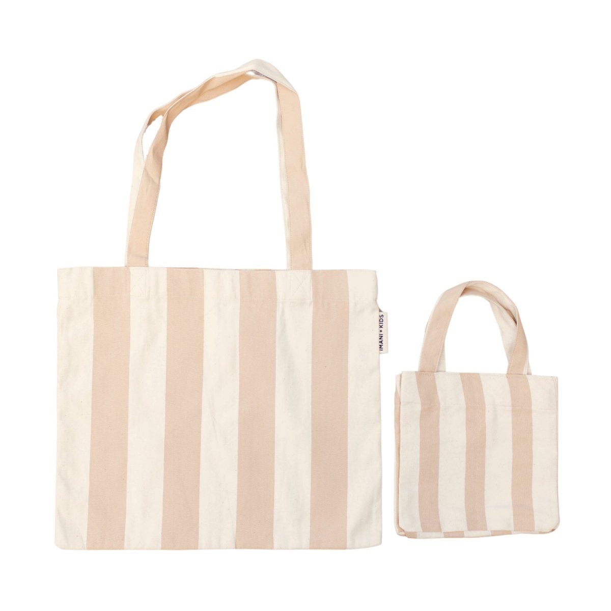 Imani Collective Handmade Canvas Mommy and Me Tote Set - Natural Pink Striped