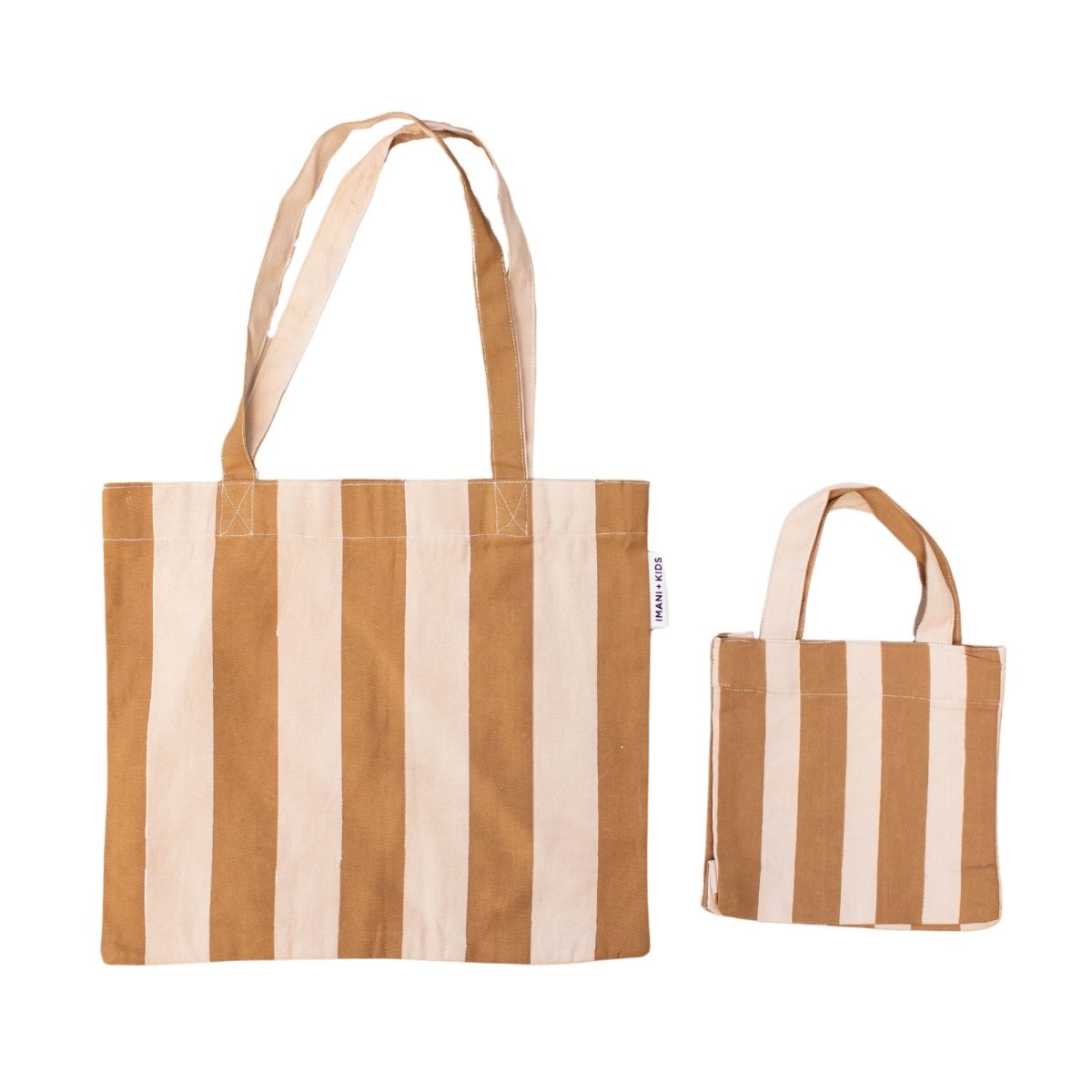 Imani Collective Handmade Canvas Mommy and Me Tote Set - Natural Pink Striped