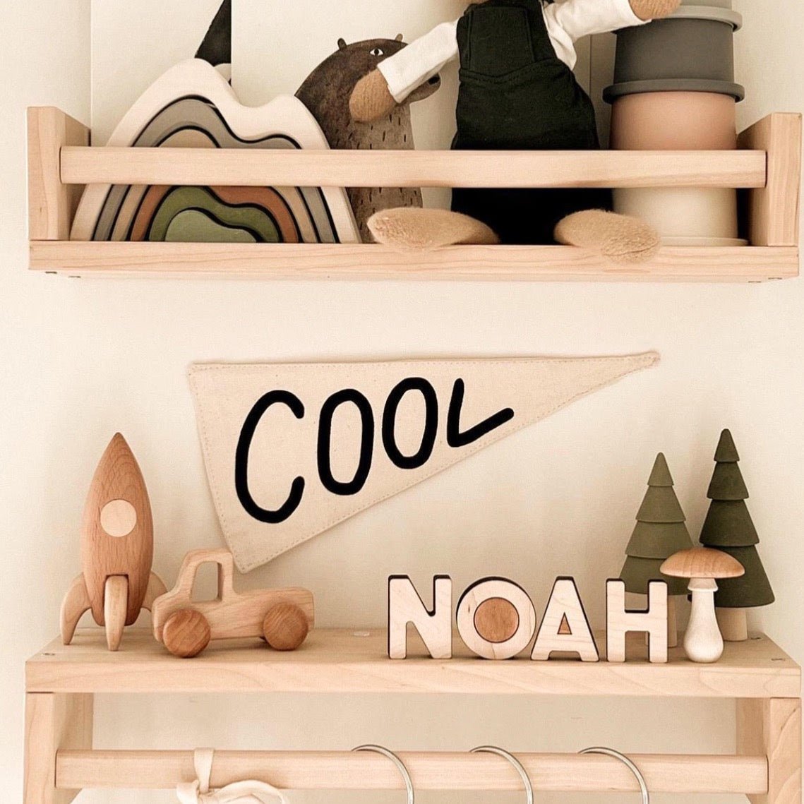 Imani Collective Handmade Canvas Pennant - Natural Triangle Wall Flag 11x5in Black