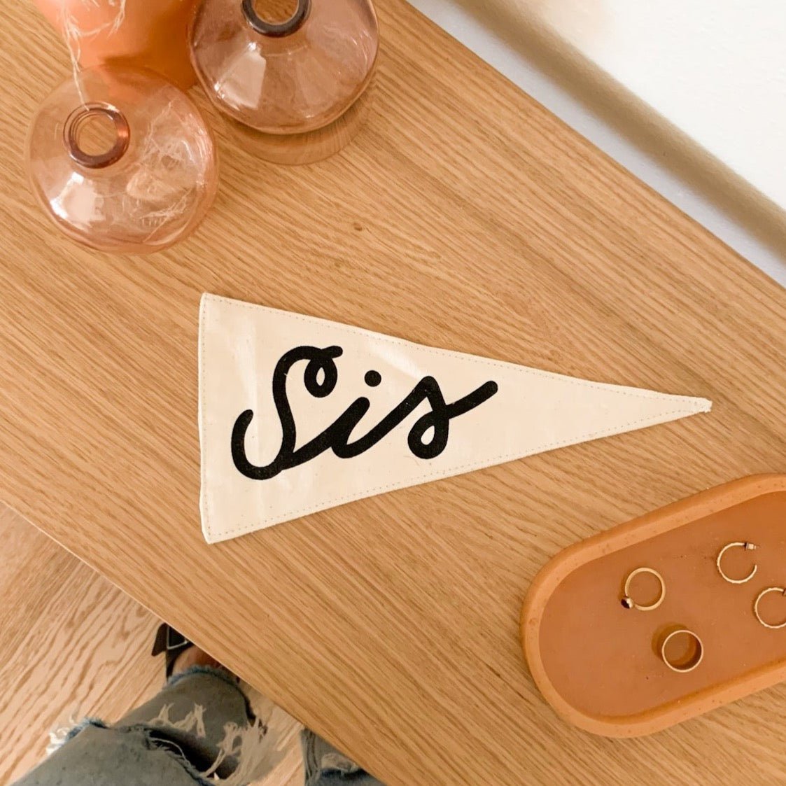 Imani Collective Handmade Canvas Sis Pennant - Natural 11x5in Triangle Wall Flag