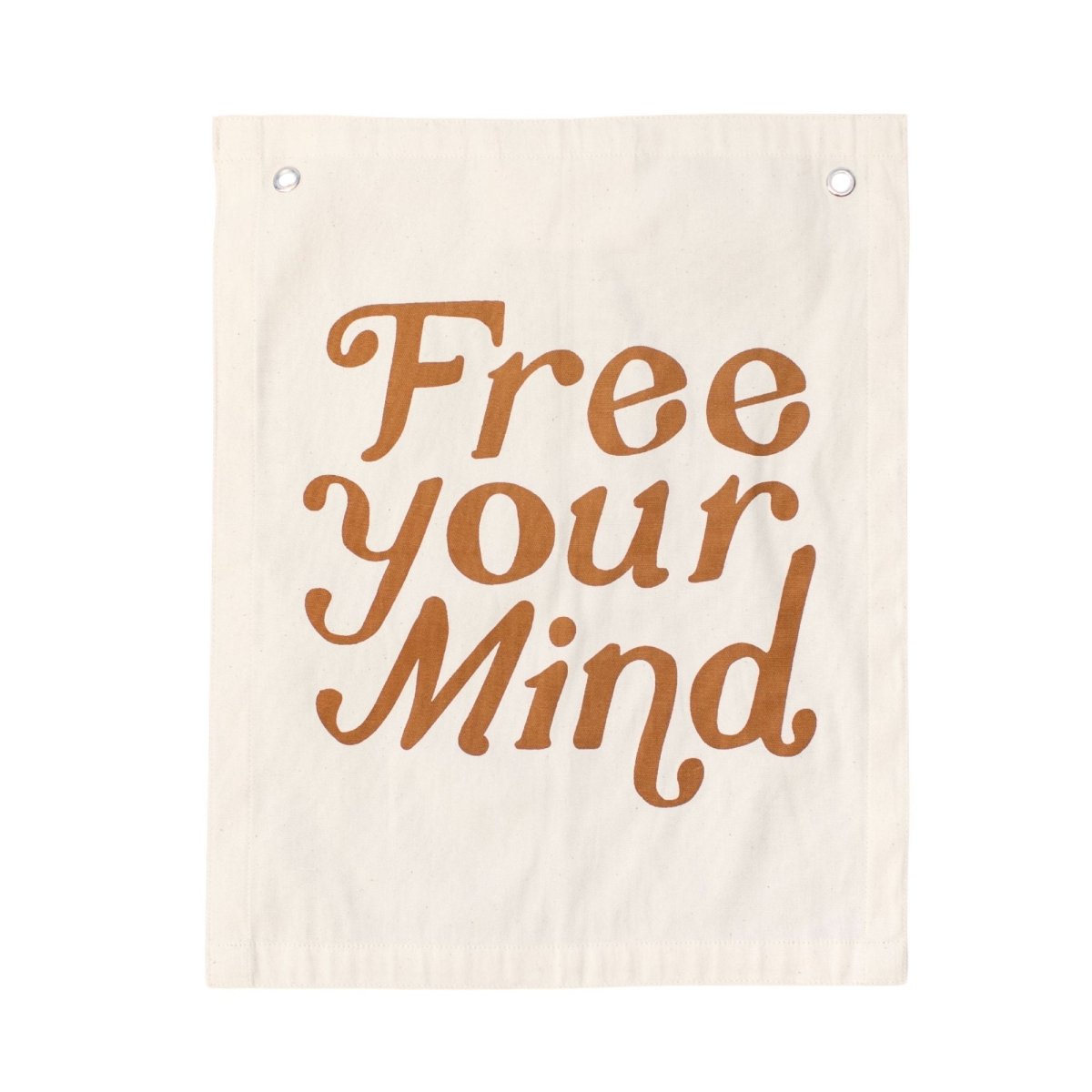 Imani Collective Handmade Canvas Wall Banner 20x16 | Rust Print Free Your Mind