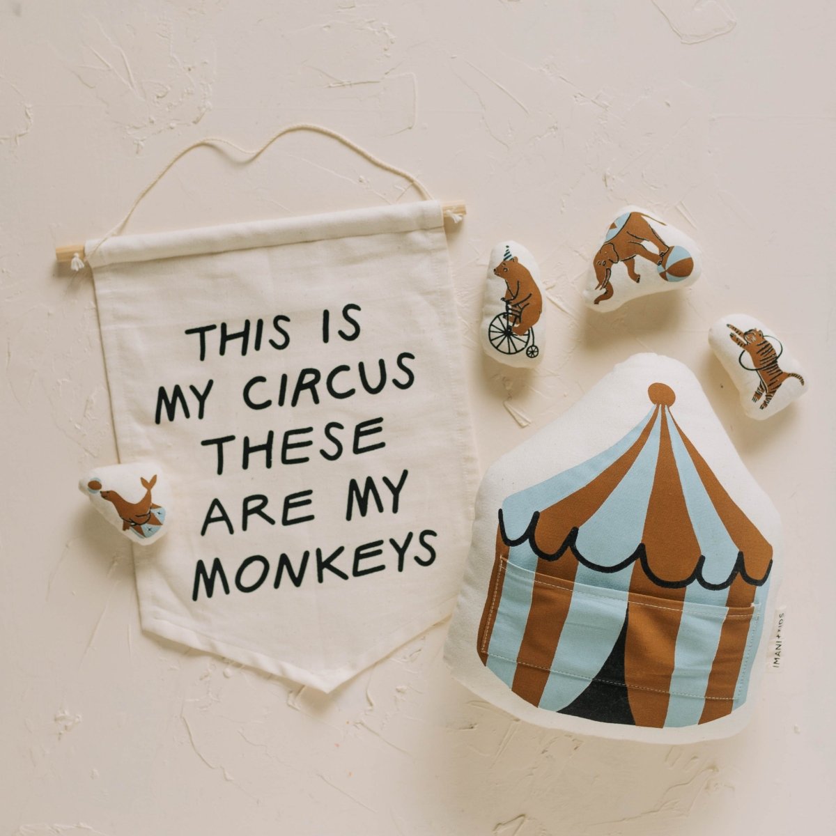 Imani Collective Handmade Canvas Wall Hanging 12x15 - This Is My Circus Natural Canvas