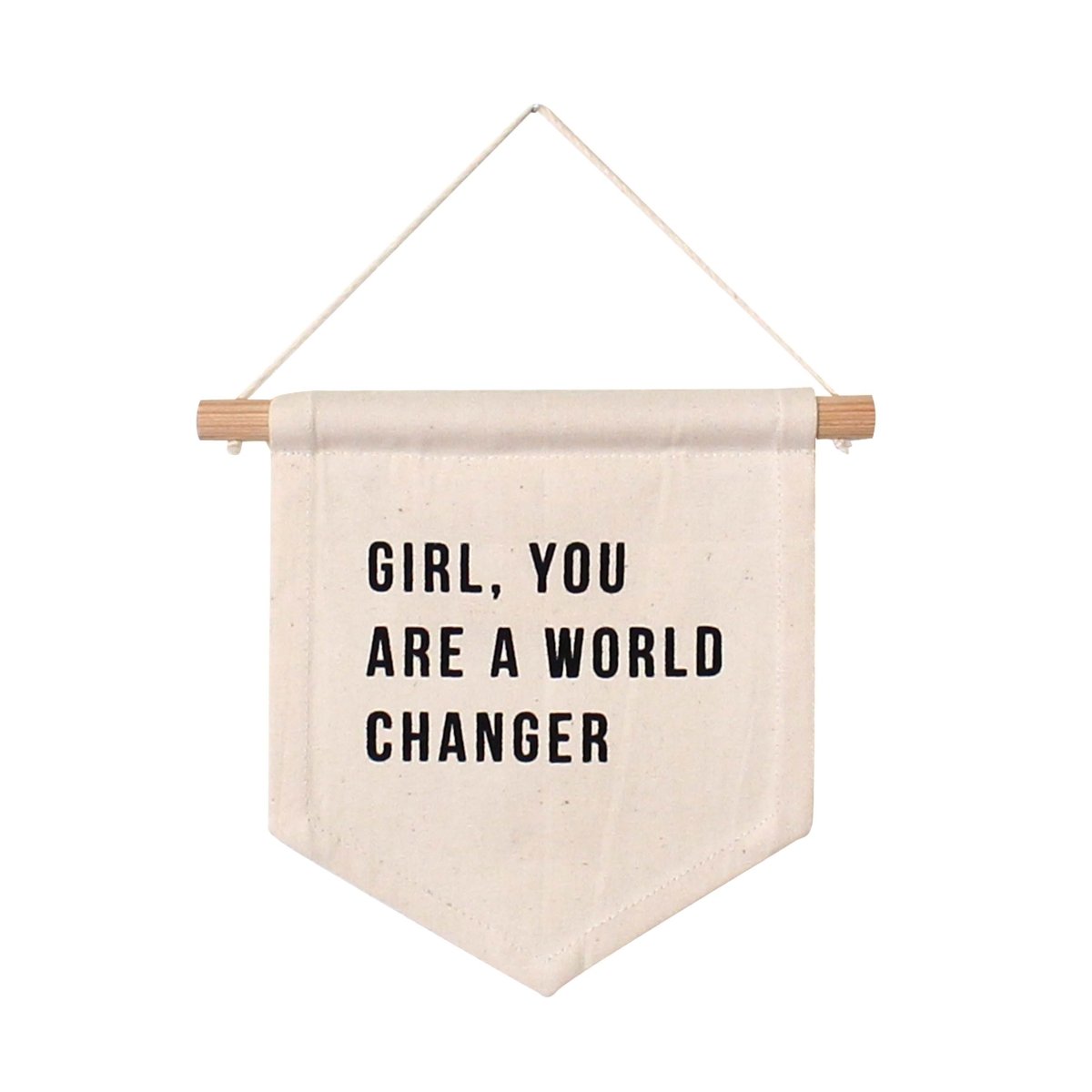Imani Collective Handmade Canvas Wall Sign - World Changer 7x7.5in Kenyan Artisan