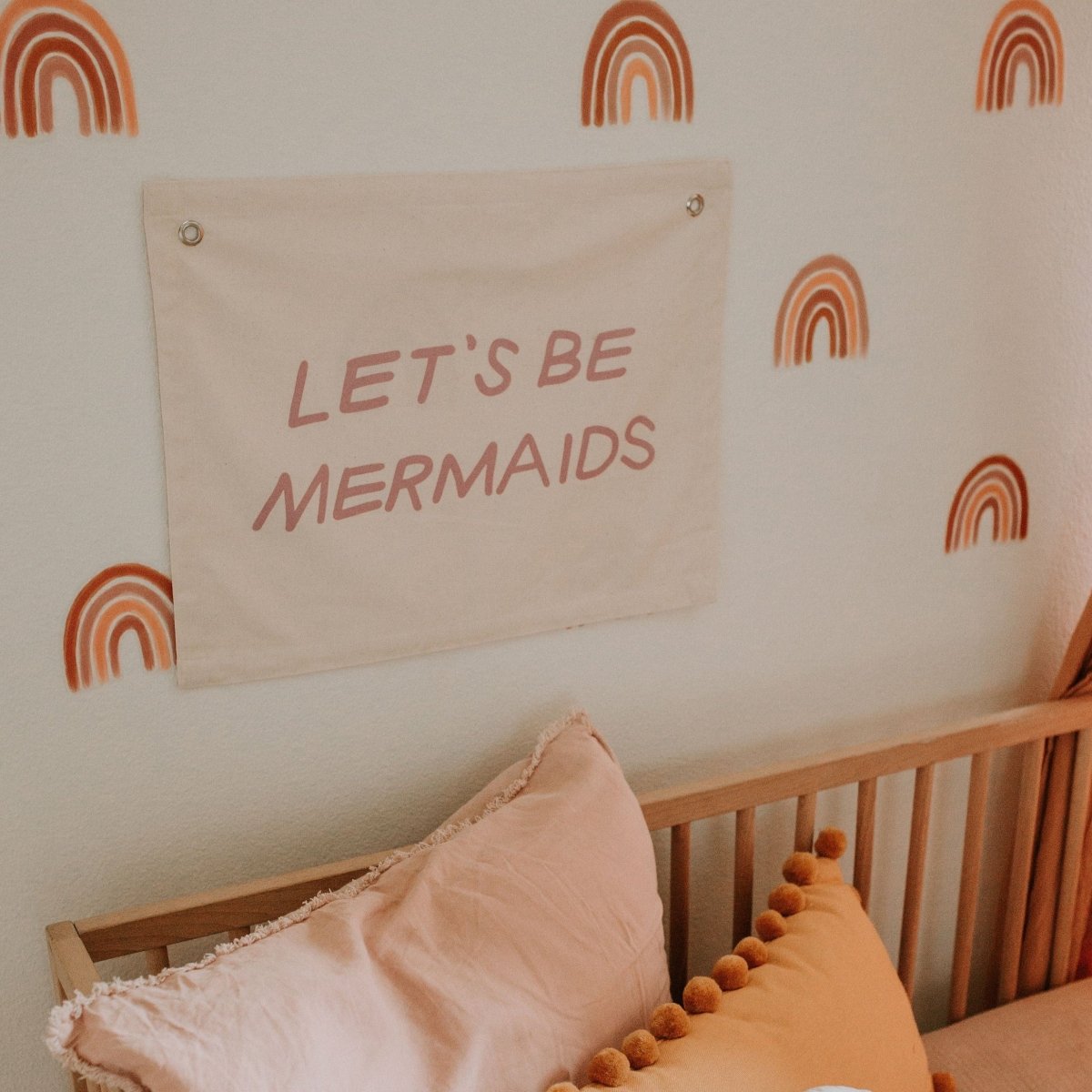 Imani Collective Handmade Mermaid Canvas Banner 16x20 - Screen Printed Natural Canvas