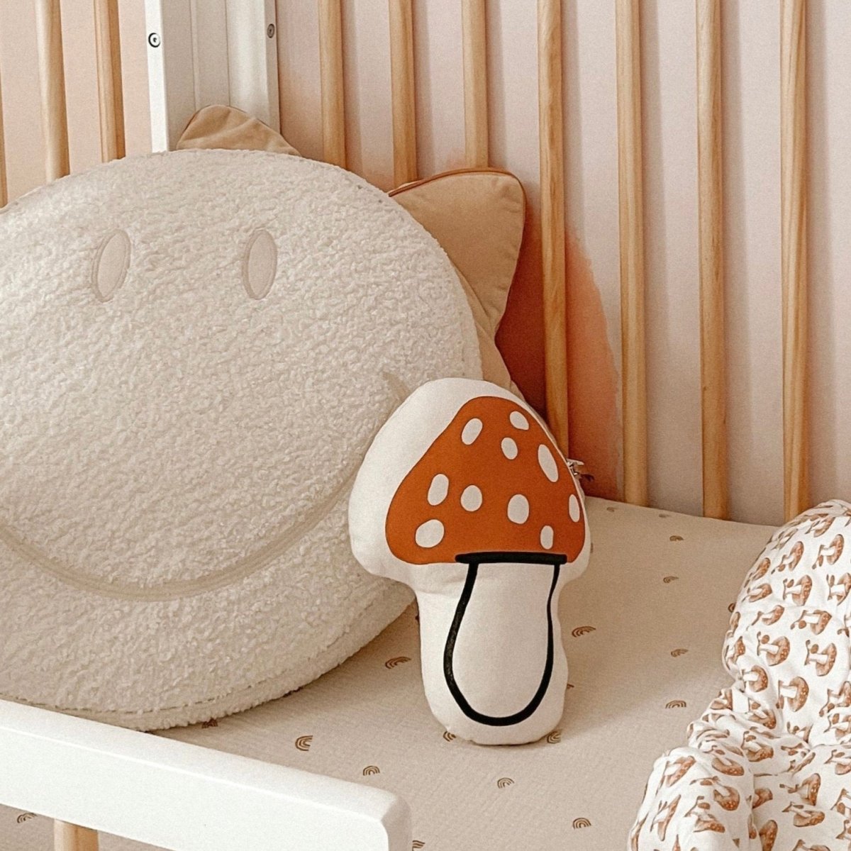 Imani Collective Handmade Mushroom Pillow - Natural Canvas 8x10 Screen Print