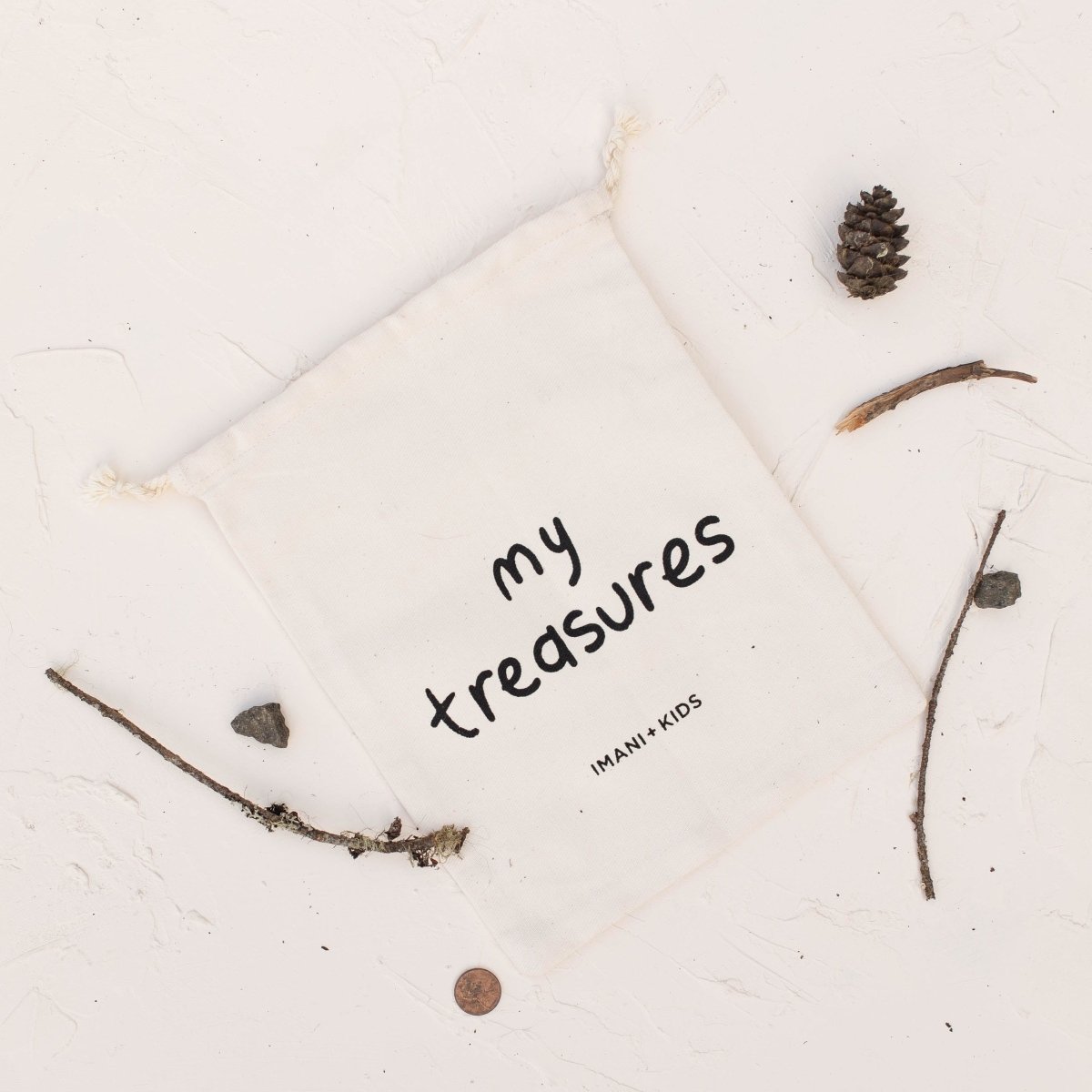 Imani Collective Handmade Natural Canvas Drawstring Bag 8x10in Kids Treasure Pouch