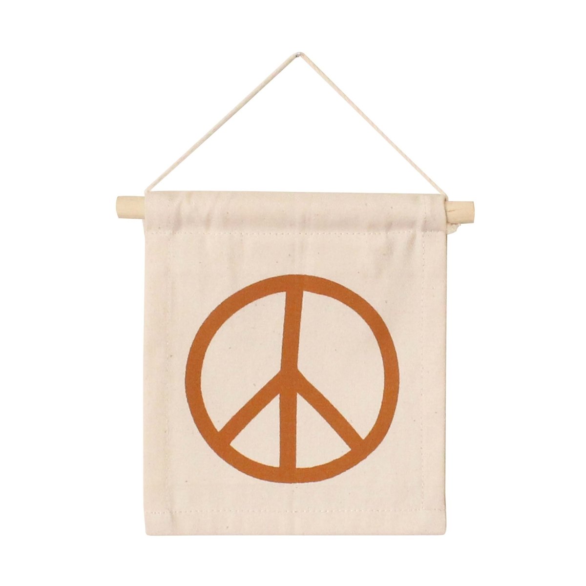 Imani Collective Handmade Peace Sign Canvas Wall Hanging - Natural 6.5x8in Kenyan