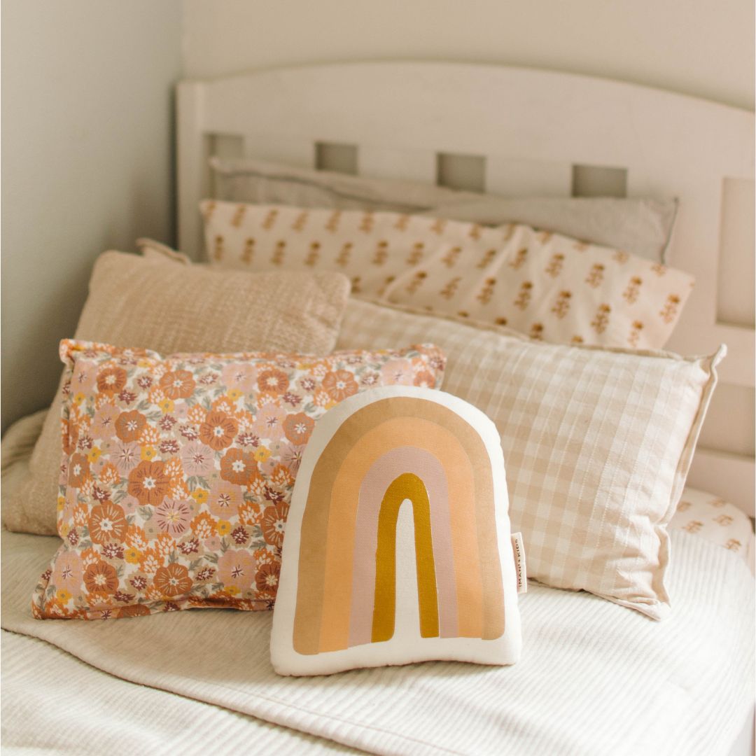 Imani Collective Handmade Rainbow Canvas Pillow - Fair Trade Nursery Decor 9.7x11in