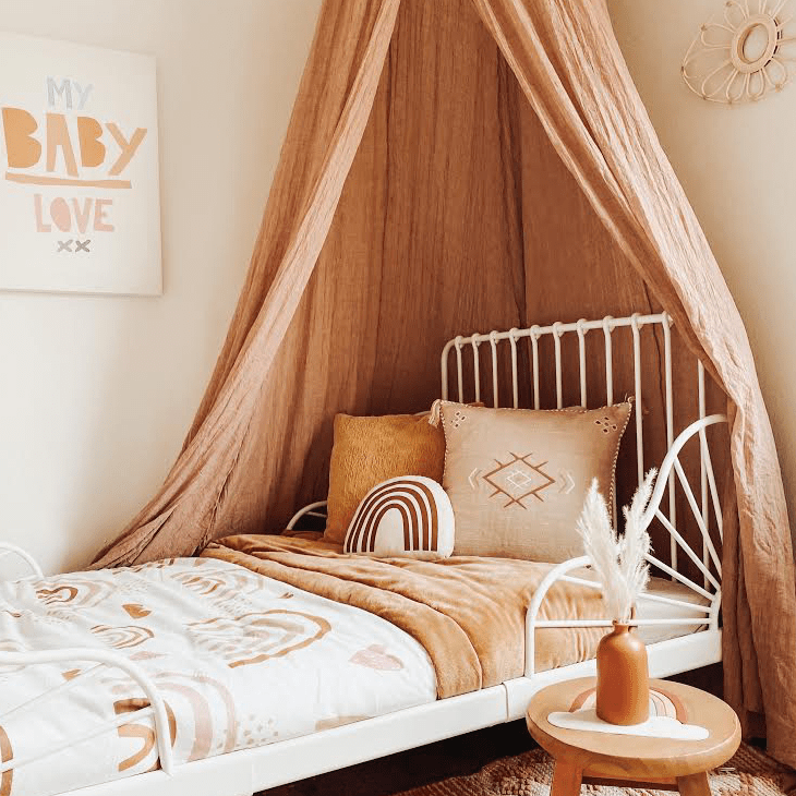 Imani Collective Handmade Rust Rainbow Pillow - Natural Canvas 12x7in Screen Printed