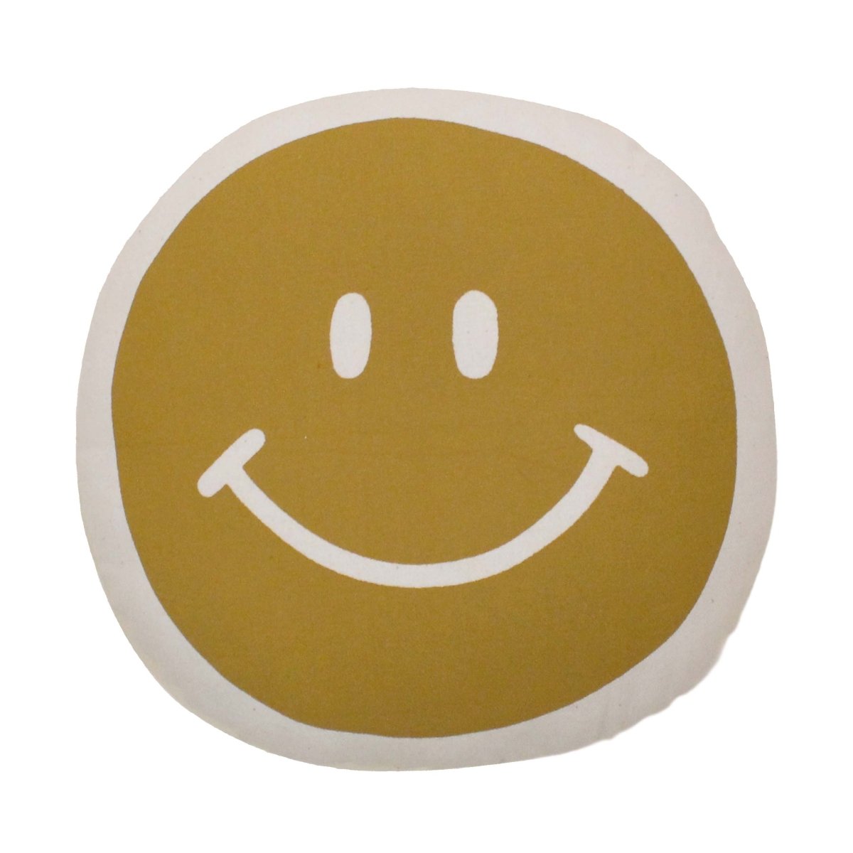 Imani Collective Handmade Smiley Face Pillow - Gold Canvas 10x10 Decorative Cushion