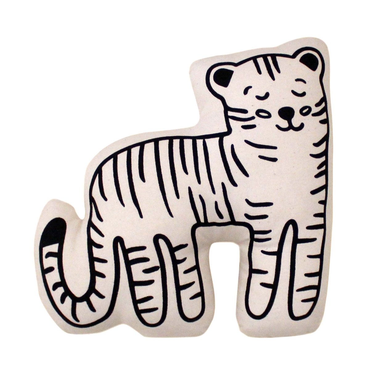 Imani Collective Handmade Tiger Pillow Natural Canvas 13x11in Kids Room Decor