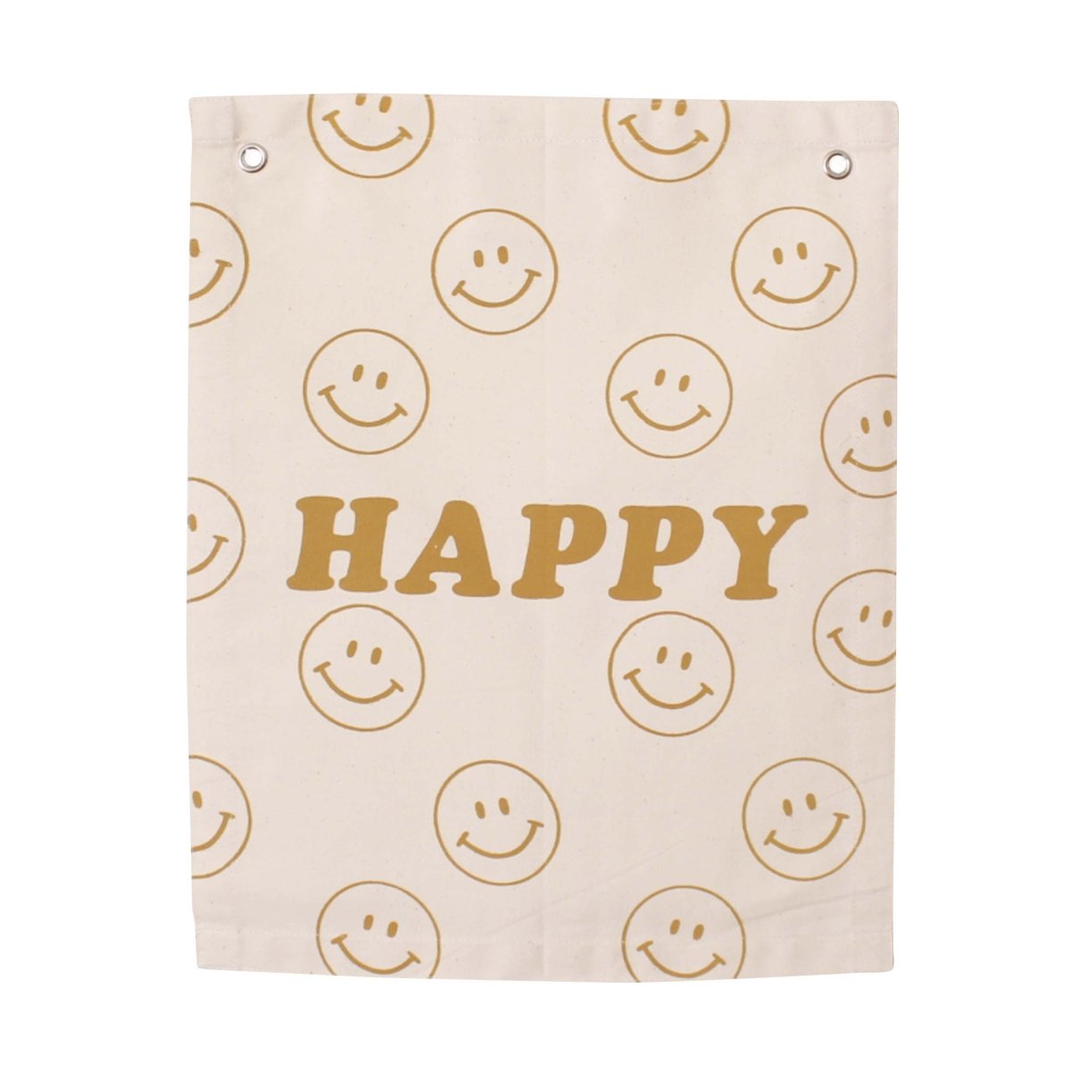 Imani Collective Happy Canvas Wall Banner - Handmade Gold Screen Print 10x12in