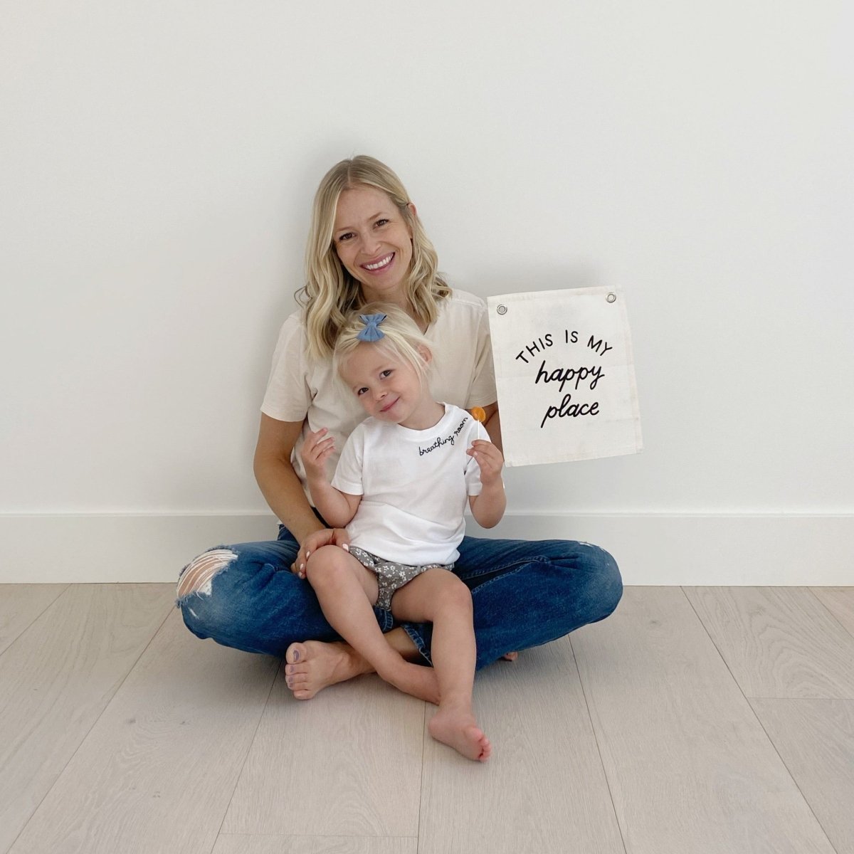 Imani Collective Happy Place Canvas Banner - Handmade Natural Canvas Wall Decor 10x12