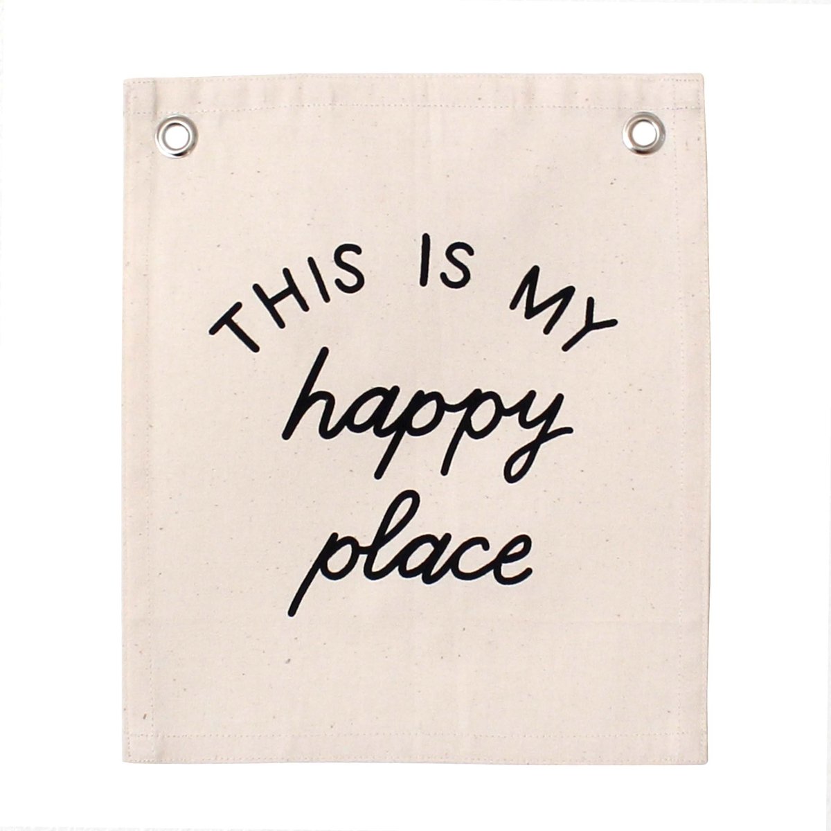 Imani Collective Happy Place Canvas Banner - Handmade Natural Canvas Wall Decor 10x12