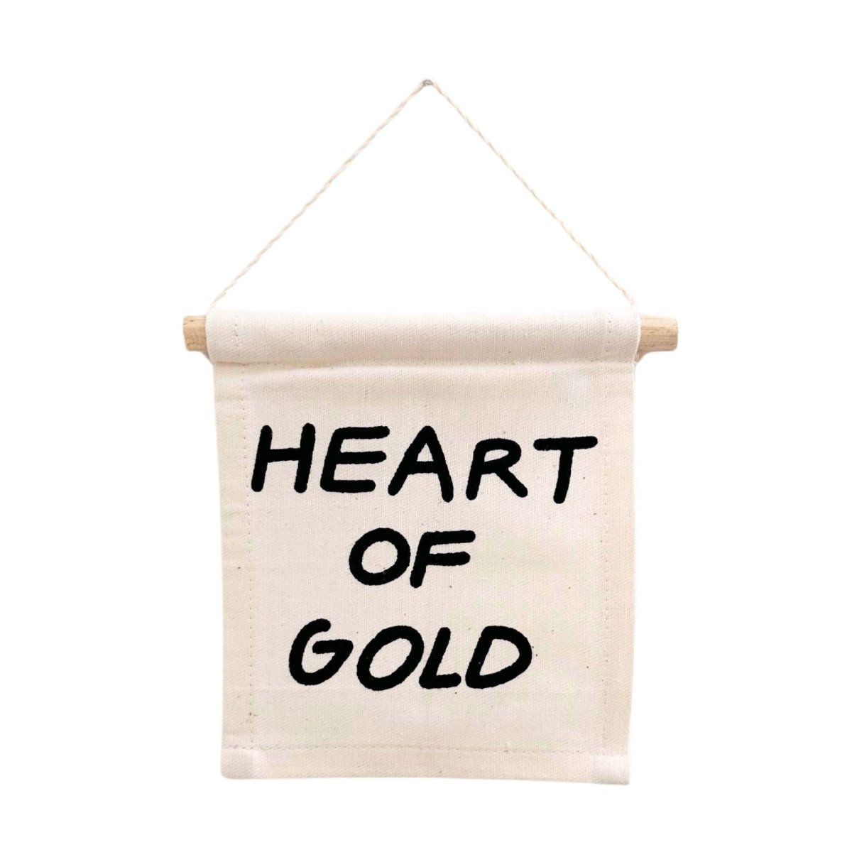 Imani Collective Heart of Gold Canvas Wall Hanging - Handmade Kenya 6x7in Natural