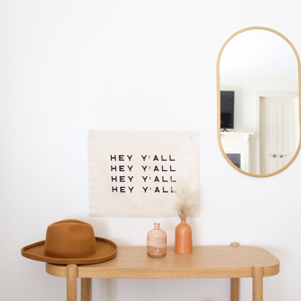 Imani Collective Hey Y'all Canvas Banner 16x20 - Handmade Screen Print Wall Decor