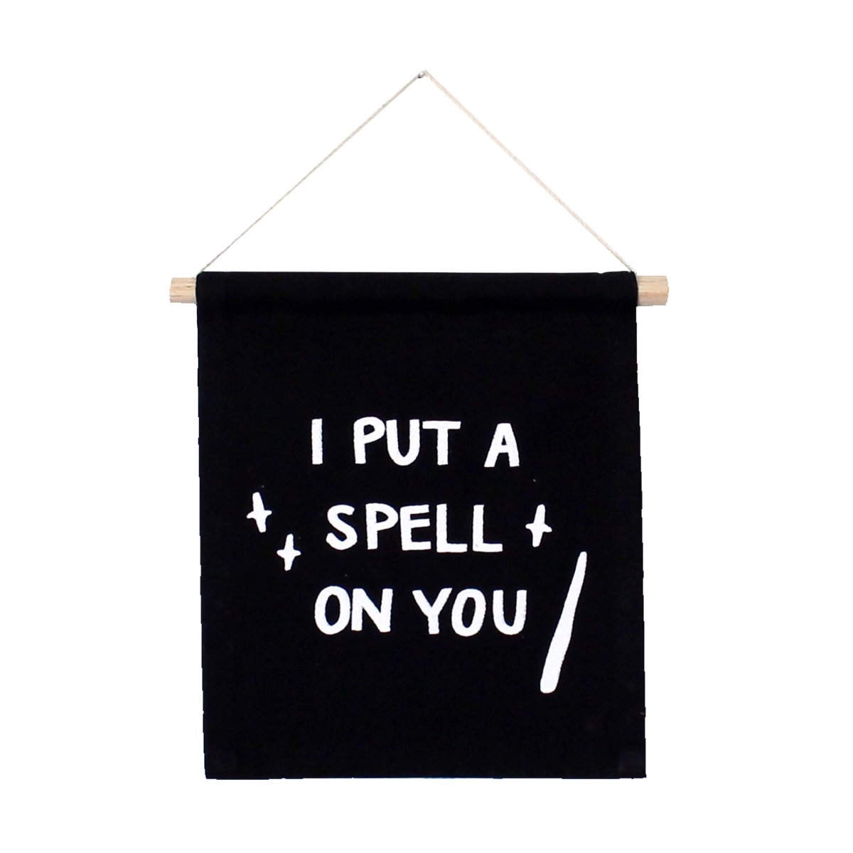 Imani Collective I Put A Spell On You Halloween Hang Sign - Black Canvas 9x7.5in
