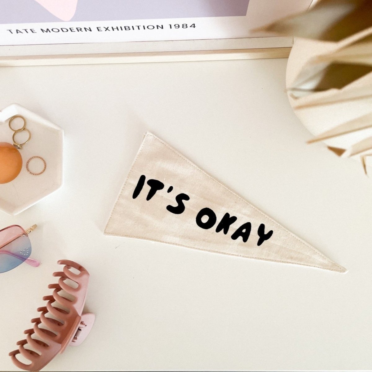 Imani Collective It's Okay Canvas Pennant - 5x10in Natural Canvas Screen Print