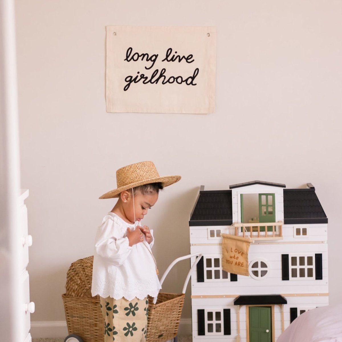 Imani Collective Long Live Girlhood Canvas Banner 16x20 - Handmade Screen Printed