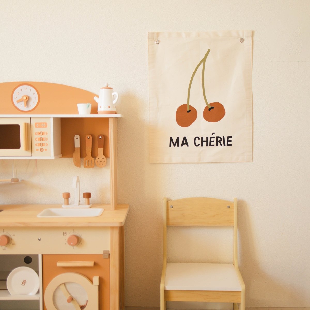 Imani Collective Ma Cherie Canvas Banner - Handmade Wall Flag 20x16 Natural