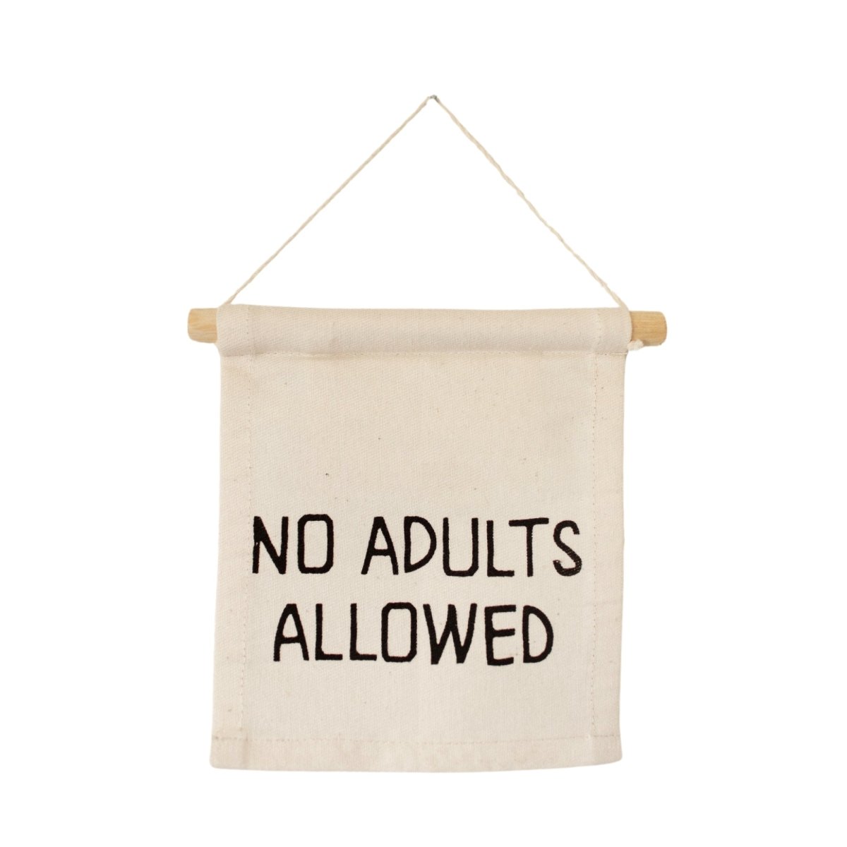 Imani Collective No Adults Allowed Door Sign - Handmade Canvas 6x7in Black