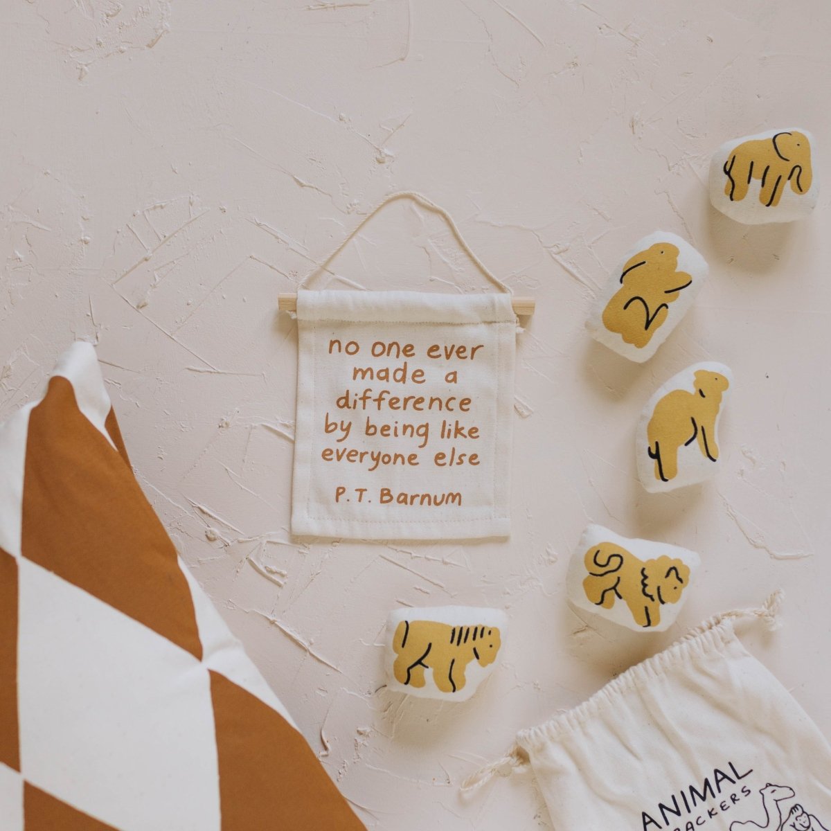 Imani Collective P.T. Barnum Canvas Wall Sign - Handmade Screen Print 6x7in Rust