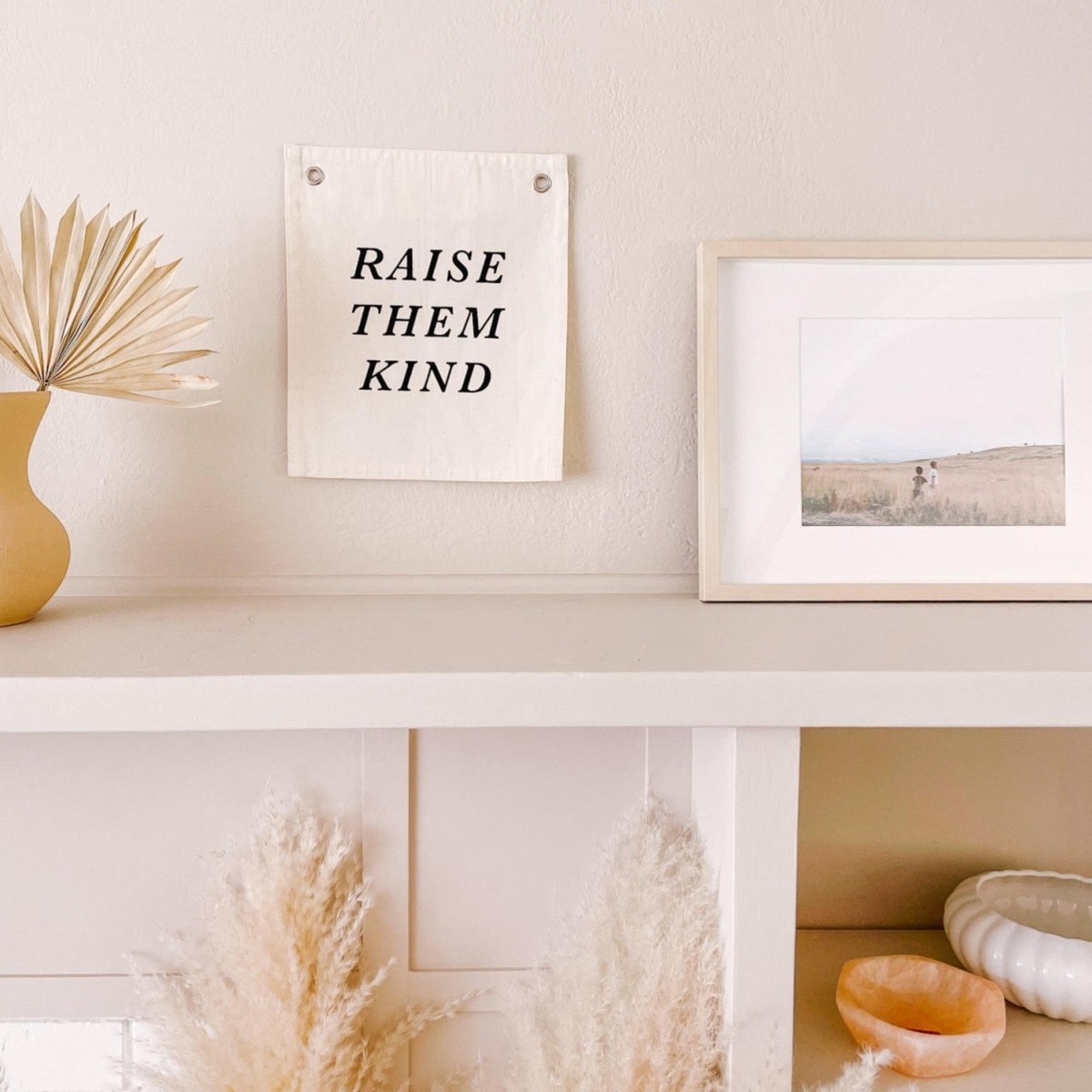 Imani Collective Raise Them Kind Canvas Banner - Handmade 10x12in Natural Canvas