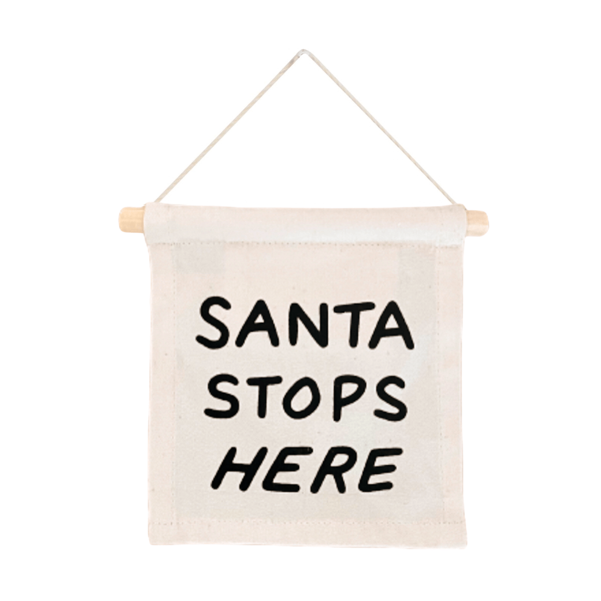 Imani Collective Santa Stops Here Canvas Sign - Handmade 6x7in Black Screen Print