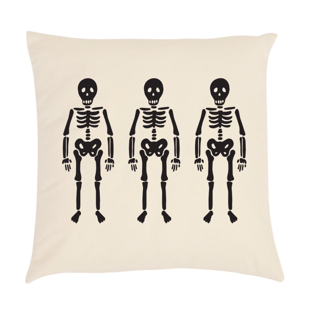 Imani Collective Skeleton Canvas Pillow Cover 18x18 - Black Screen Print Handmade Kenya