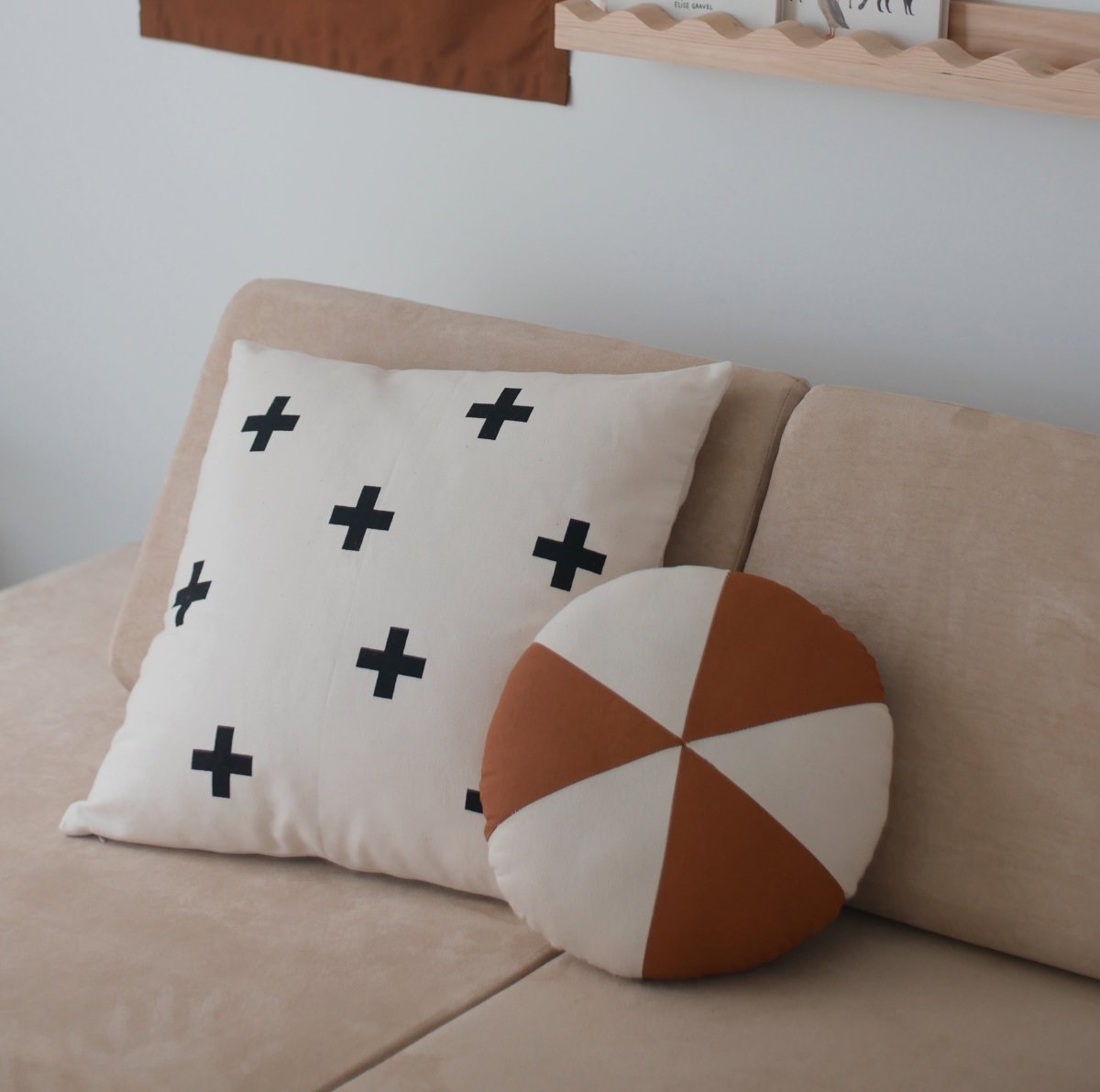 Imani Collective Swiss Cross Canvas Pillow Cover 18x18 - Natural Handmade Kenya