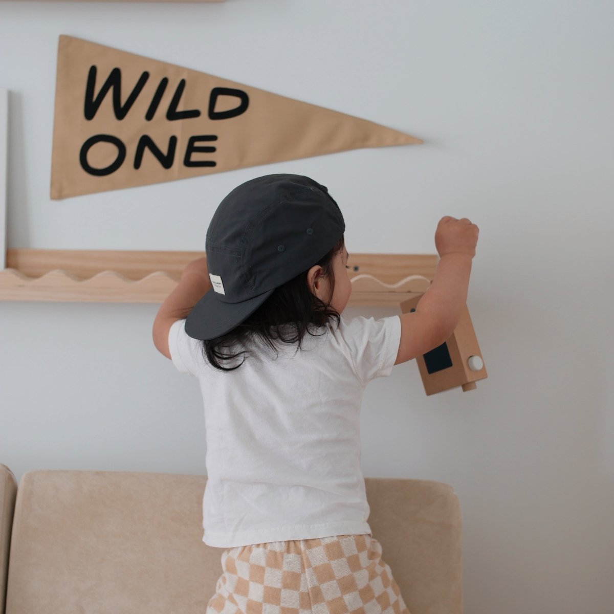 Imani Collective Wild One Canvas Pennant - Handmade Triangle Wall Flag 20x9in Natural