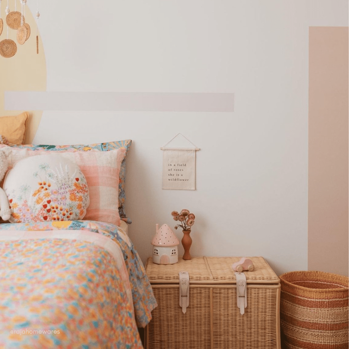 Imani Collective Wildflower Canvas Wall Hanging - Handmade Fair Trade 6.5x8in